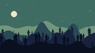 Forest, mountains and clouds moving at different speeds to create parallax depth
